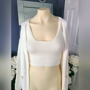 Nasty Gal Worth a Try Cream Belted Cardigan set